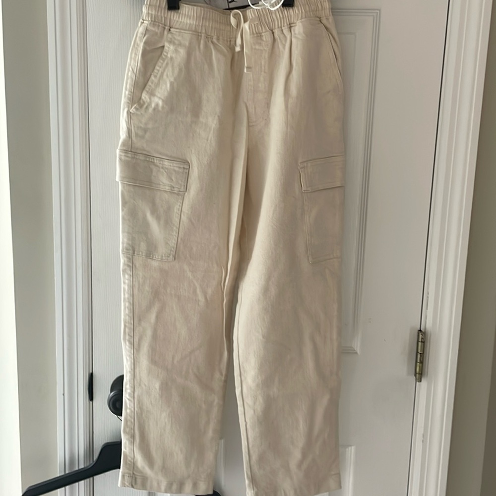 Free Assembly twill drawstring waist cargo pants size 10/12 nwt